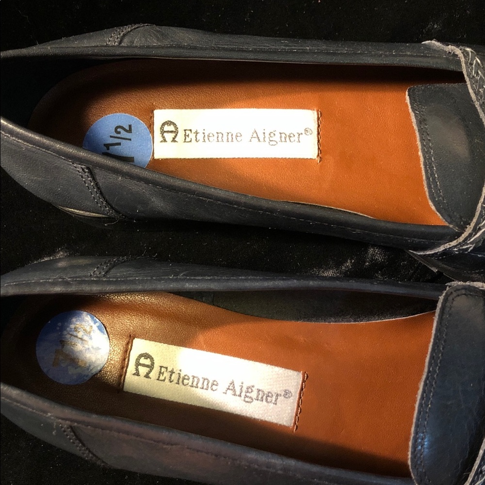 Etienne Aigner Womens Karlie leather loafers Navy 7.5 - Picture 6 of 7